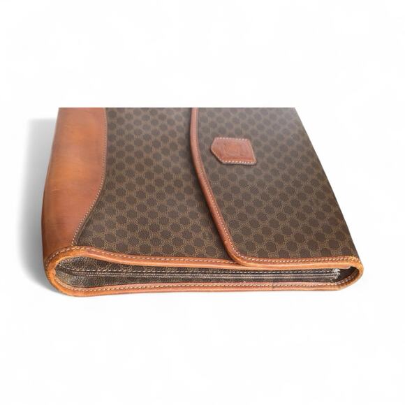 Authentic CELINE Macadam Canvas Clutch Bag PVC Leather Brown organizer vintage - Picture 4 of 16